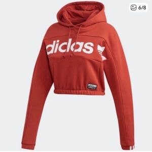 Adidas Rust Orange Cropped Hoodie
